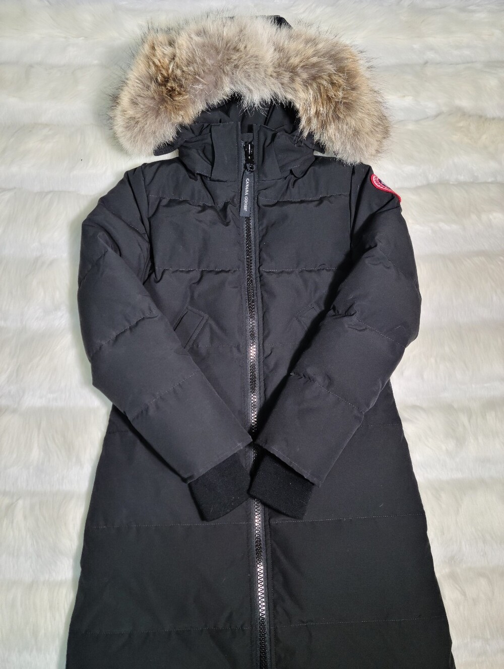 Canada Goose Mystique Parka Long Jacket Real Fur Black Women XXS NEW
